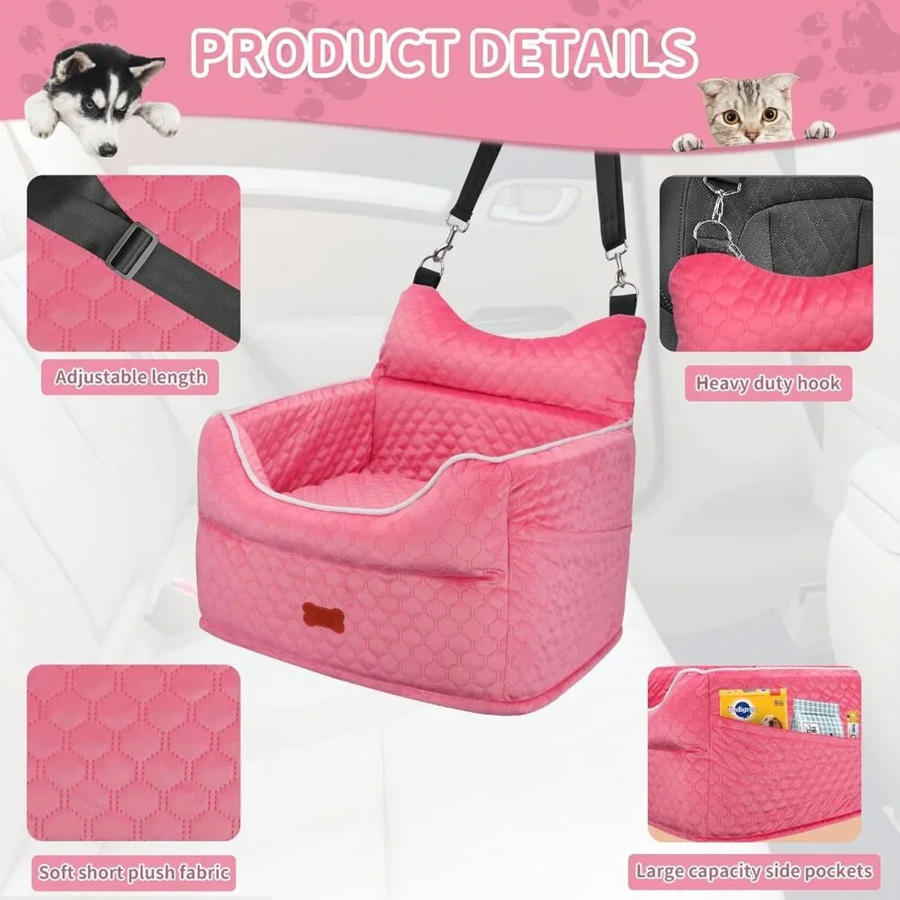 Dog Car Seat - Memory Foam Dog Booster Seat for Small Dogs Up to 25lbs